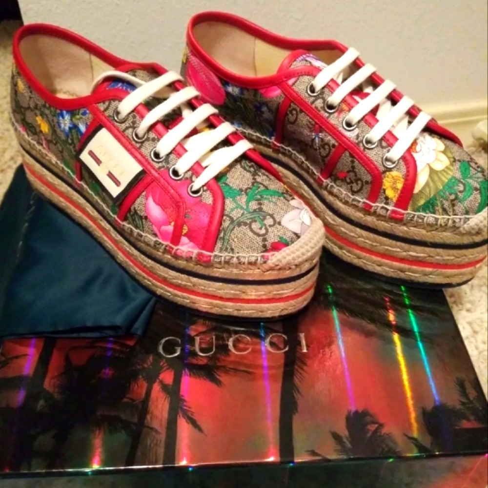 Gucci paloma platform floral espadrilles